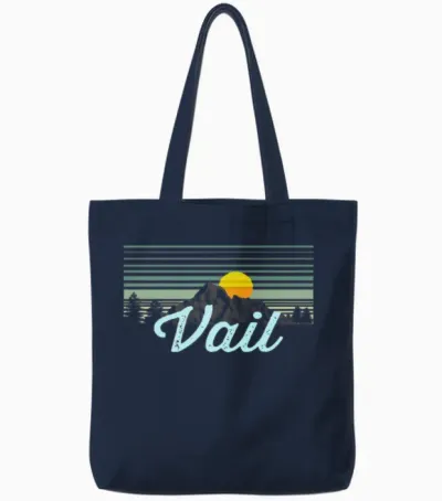 Vail Retro Style Colorado Tote Bags - Navy