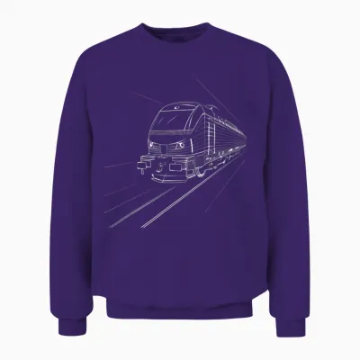 Drawing Train Railway T-Shirt, Black Unisex Sweatshirt - Purple