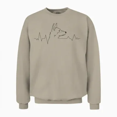 Dog-Breed Welsh-Corgi-Dog Heartbeat Dog Unisex Sweatshirt - Sand
