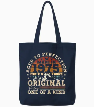 Original 1975 Vintage Vintage Birthday Retro Tote Bags - Navy
