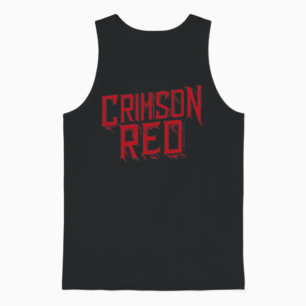 Crimson Red Unisex Tank Top in Black