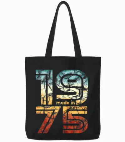 Made in 1975 - Vintage Retro Tote Bags - Black