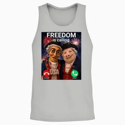 John Pork Fourth of July Tung Tung Tung Sahur Unisex Tank Top - Ash