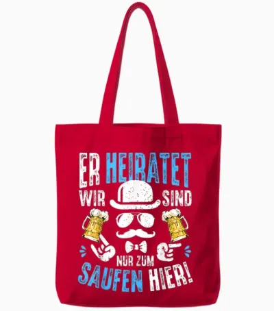Hen Party T-Shirt Men's Bachelor Party T-Shirt, Black, S Tote Bags - Red