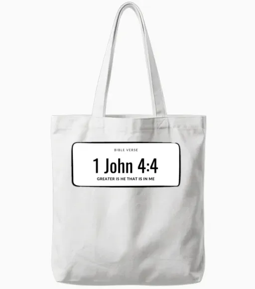 1 John 4:4 Tote Bags - White