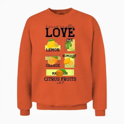 Citrus T-Shirt, White, S Unisex Sweatshirt - Orange