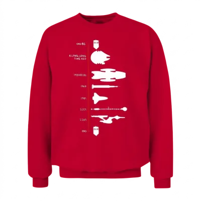 Spaceship Timeline Science Fiction Rocket Unisex Sweatshirt - Red