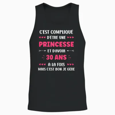 Funny Woman 30 Years Birthday Princess 30 Years T-Shirt, Black Unisex Tank Top - Black