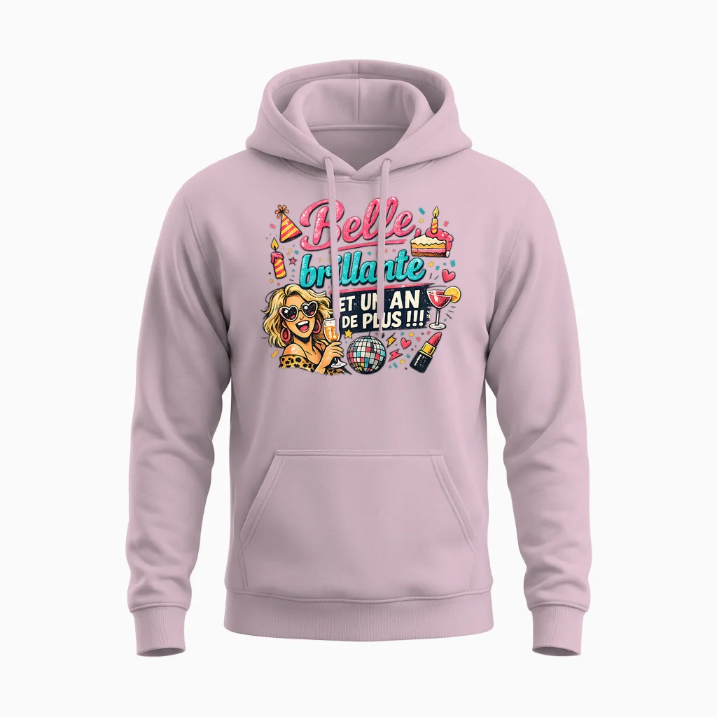 Cadeau Anniversaire Femme Original Humour Belle Brillante Unisex Hoodie in Light Pink