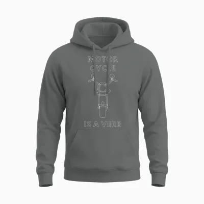 Motorcycle Is a Verb Unisex Hoodie - Graphite Heather