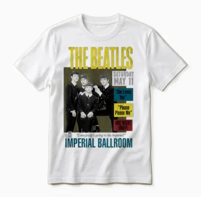 Offizielles the Beatles Imperial Ballroom Rock N Roll Band Unisex T-Shirt - White