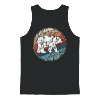 Bear in Retro Style Wildlife Unisex Tank Top - Black – 1