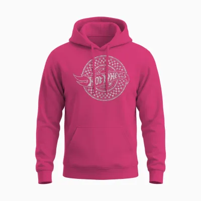 Hot Wheels - Checked Circle Logo Unisex Hoodie - Heliconia