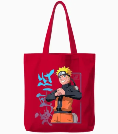Naruto Shippuden Naruto Kanji Frame Colorful Anime Tote Bags - Red