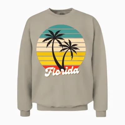 Florida Palm Tree Retro Unisex Sweatshirt - Sand