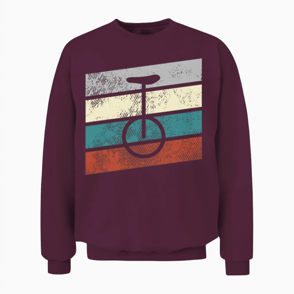 Unicycle Retro Unisex Sweatshirt in Maroon