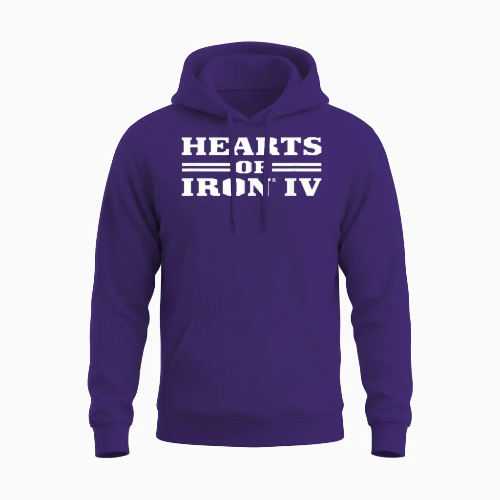 Hearts of Iron Iv Logo White Strategy Game Unisex Hoodie in Purple