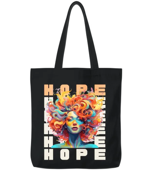 Glowing Women Head. Hope. Tote Bags - Black