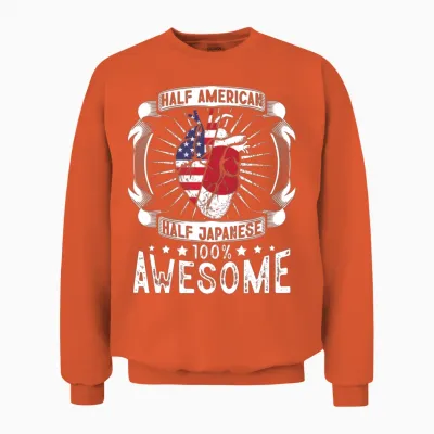 Japan Usa Flag - Half American Half Japanese Unisex Sweatshirt - Orange