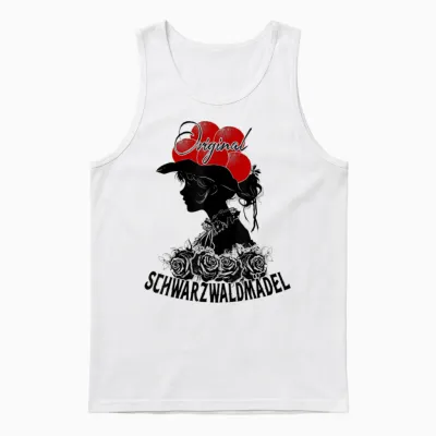 Original Black Forest Girl Roses Black Forest Bollenhut Costume T-Shirt, Gray Unisex Tank Top - White