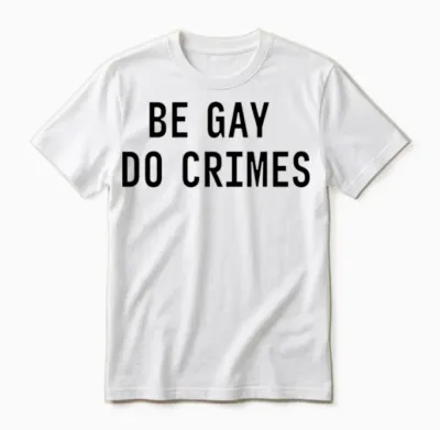 Be Gay Do Crimes Funny Sarcastic Quote Unisex T-Shirt - White