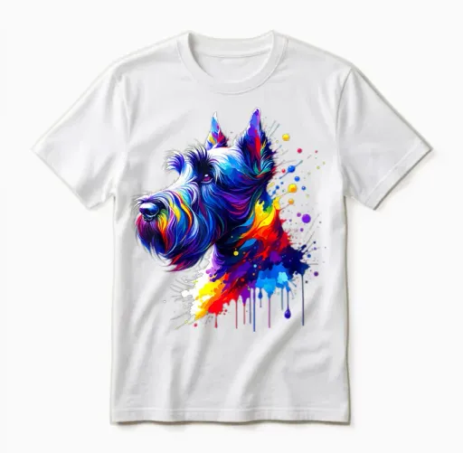 Splash Art Scottish Terrier Scottie Terriers Unisex T-Shirt in White