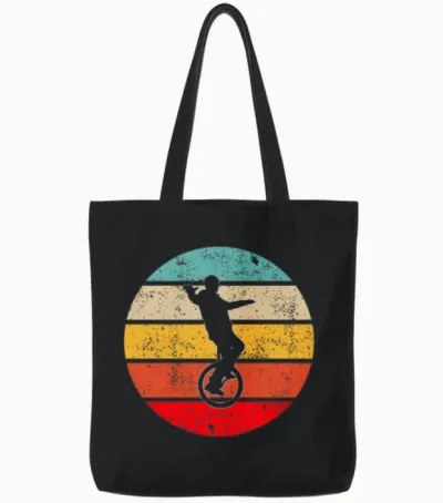 Unicycle Retro Tote Bags - Black