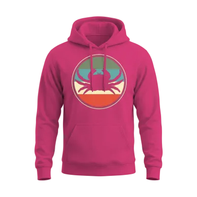 Crab Crabbing Retro Unisex Hoodie - Heliconia