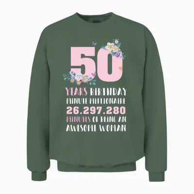 50th Birthday Gift Vintage Women Unisex Sweatshirt - Military Green