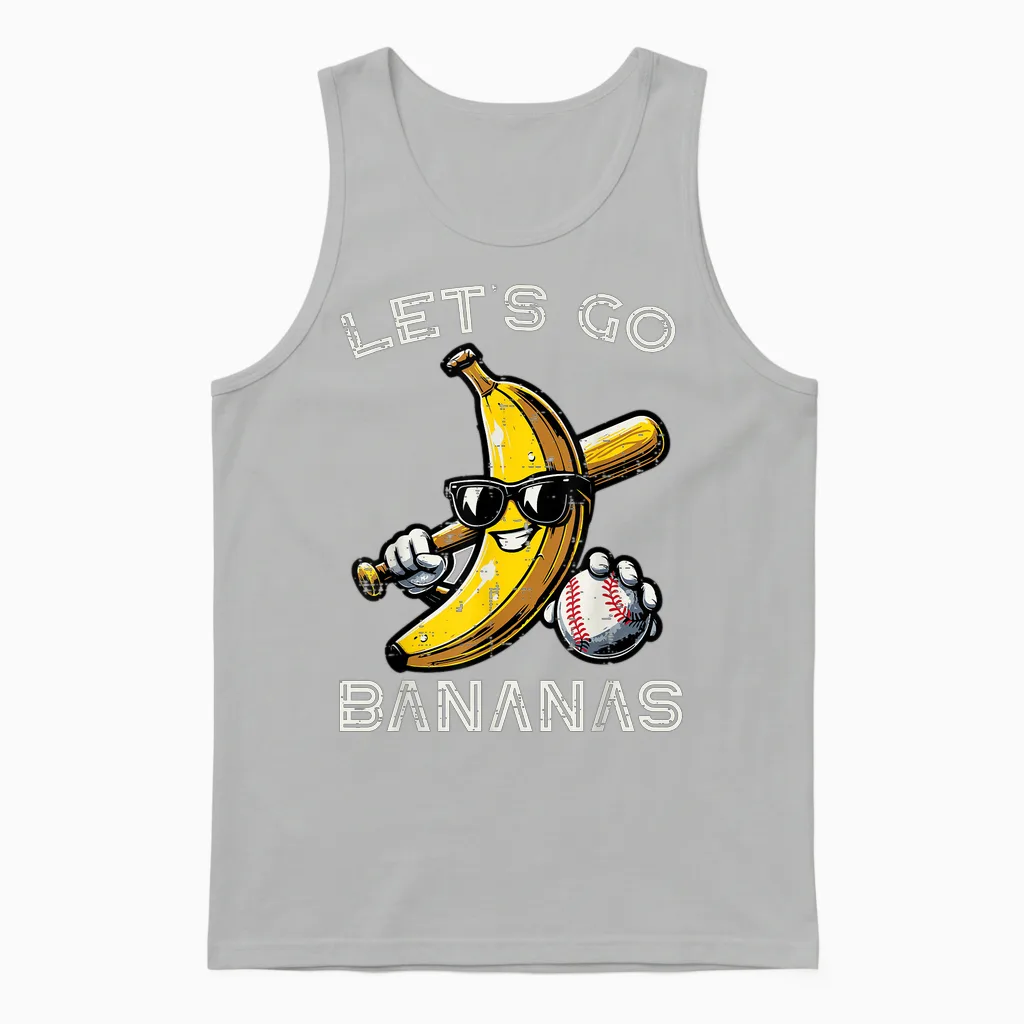 Lets Go Banana Retro Boys Kids Men Unisex Tank Top in Ash