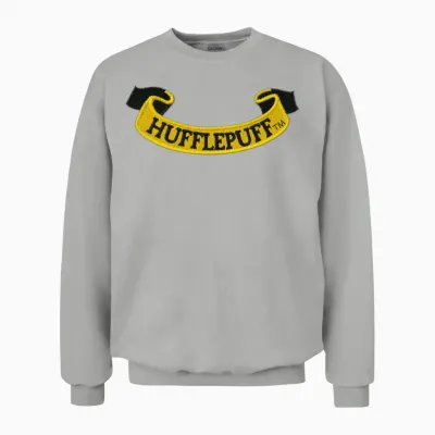 Harry Potter Hufflepuff Banner Embroidery Design Unisex Sweatshirt - Ash