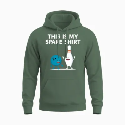 Funny Bowling Tee for Men Women Boys & Girls | Spare Unisex Hoodie - Military Green