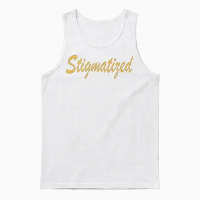Stigmatized Typography Retro Yellow Unisex Tank Top - White