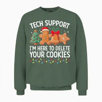 Tech Support Christmas Cookies Women Men Funny Christmas Unisex Sweatshirt - Military Green