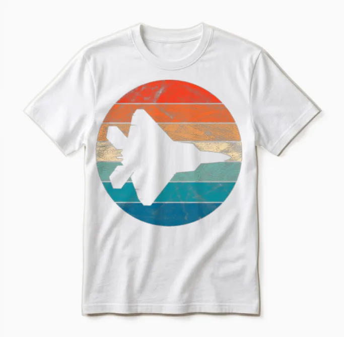 Vintage Fighter Jet Unisex T-Shirt in White