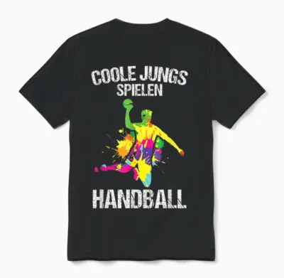 Men's Cool Boys Playing Handball Sports Handballer T-Shirt, Black Unisex T-Shirt - Black