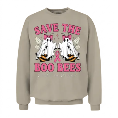 Save the Boo Bees Breast Cancer Awareness Unisex Sweatshirt - Sand