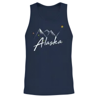 Alaska Flag Mountains Distressed State Unisex Tank Top - Navy – 2