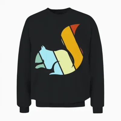 Squirrel Retro Unisex Sweatshirt - Black