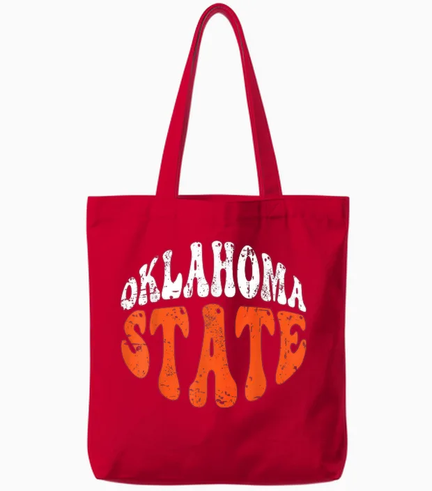 Oklahoma State Tee.retro Vintage Distressed Design American Tote Bags in Red