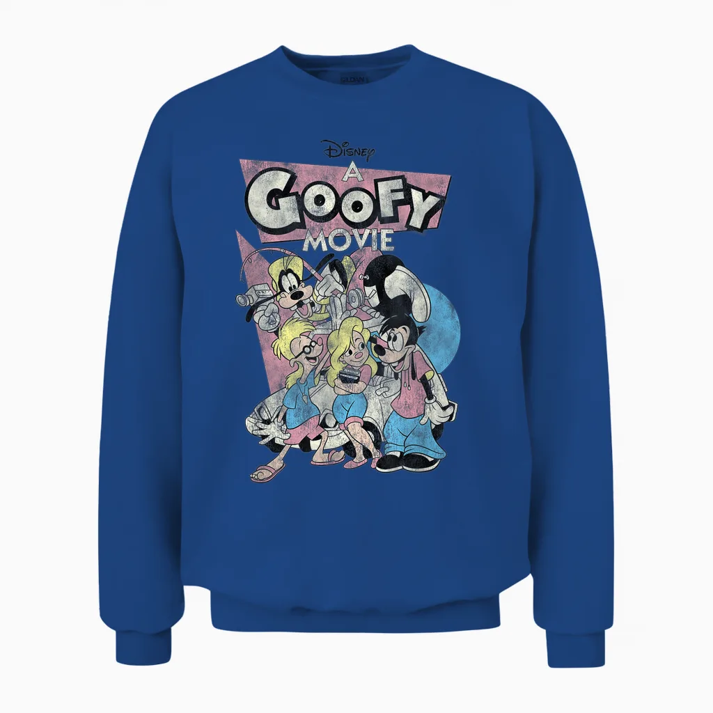 Disney a Goofy Movie T-Shirt, White, S Unisex Sweatshirt in Royal