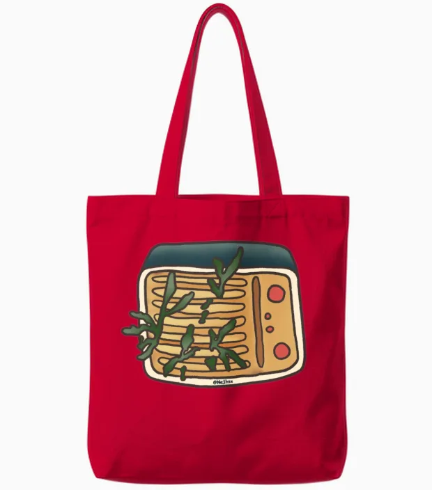Retro Plant Radio Tote Bags - Red