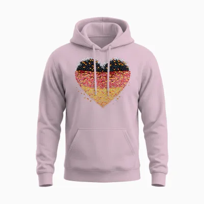 Banner Heart Germany Flag German Fan T-Shirt, Black Unisex Hoodie - Light Pink