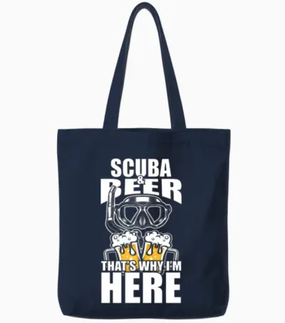 Funny Scuba Beer Shirt Funny Picture Tote Bags - Navy