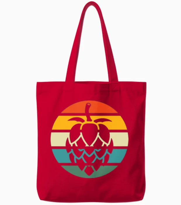 Cool Beer Hops Retro Wine & Gift Tote Bags - Red