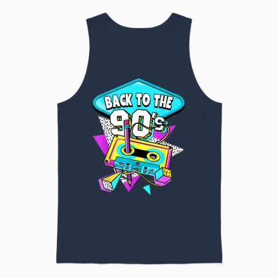 90er Jahre Geschenke 90er Jahre T-Shirt Männer Schwarz Cartoon Retro Party Klassische Passform Crew Neck Kurzarm S Eu Klein Regulär Unisex Tank Top - Navy