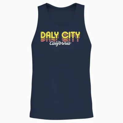 Retro Daly City California Unisex Tank Top - Navy