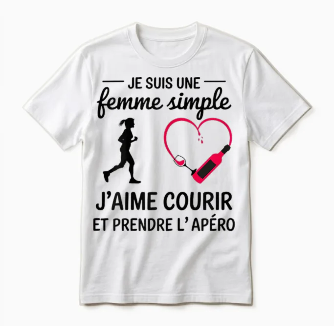 Women's Simple I Love Running and the Drink Humour Running Unisex T-Shirt in White