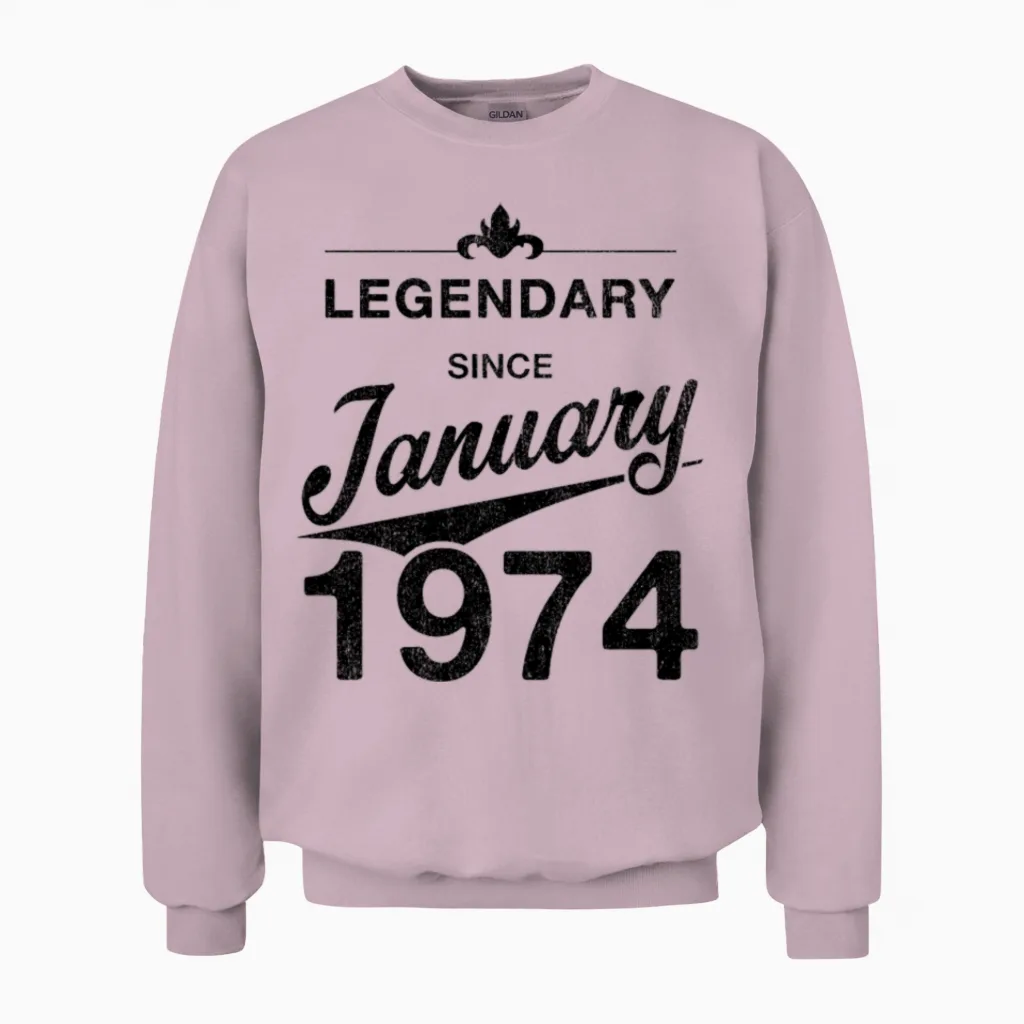 50th Birthday 50 Year Old Born January 1974 Gift Unisex Sweatshirt in Light Pink