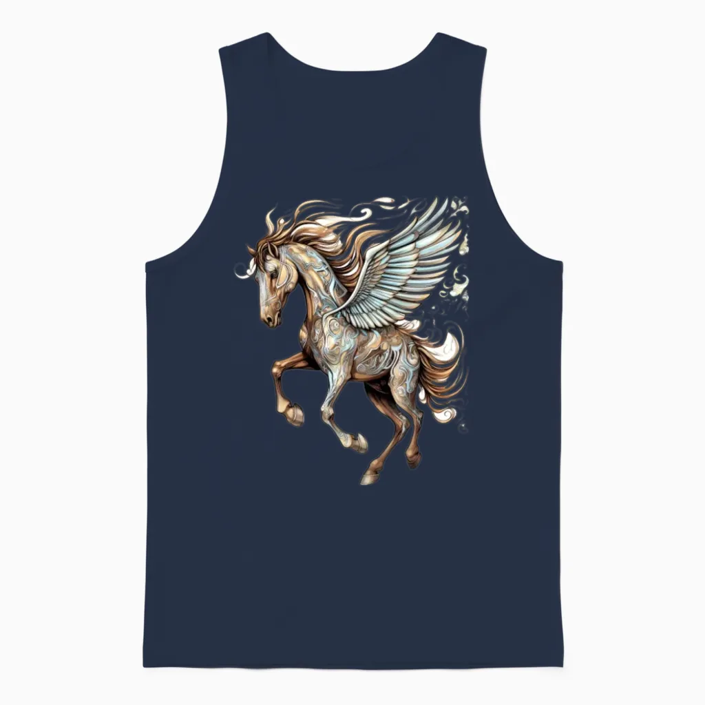 Pegasus Winged Horse Horses Mythology Fantasy Art Unisex Tank Top in Navy